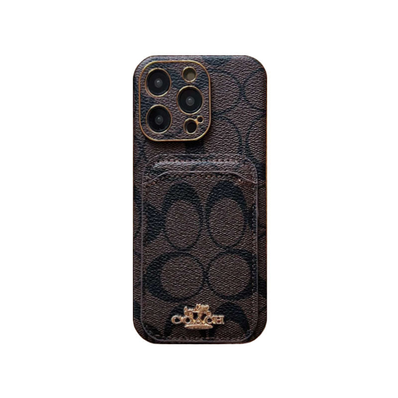 Klasyczne etui na iPhone'a z miejscem na kartę Kawowy -KB241651