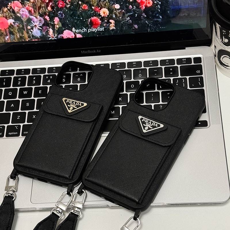 Luksusa Crossbody ādas iPhone futrālis