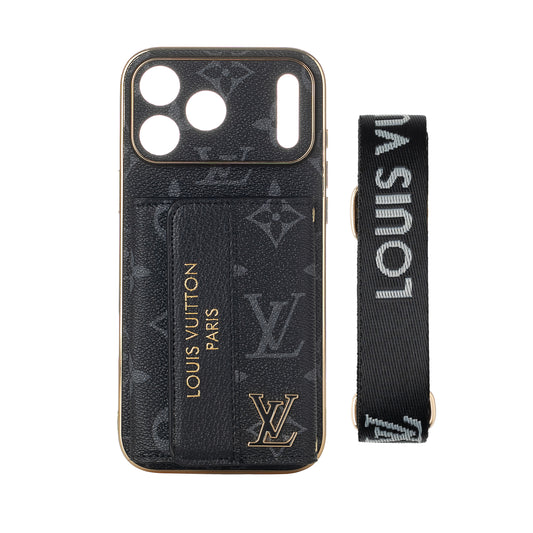 Luxury Monogram Wrist Strap Phone Case with Card Holder