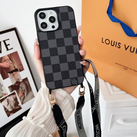 Luxusní černo-bílé crossbody pouzdro na iPhone
