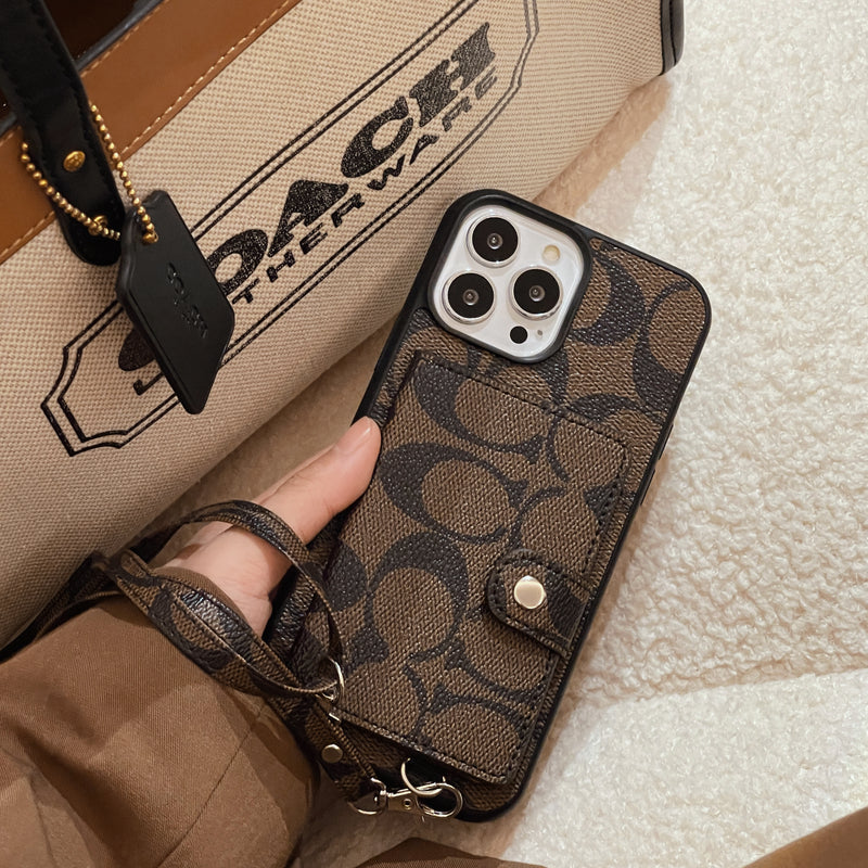 Husa Clasica iPhone Cu Portofel Si Curea Maro -SZK240402