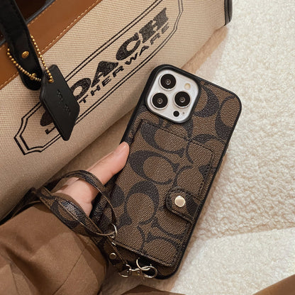 Husa Clasica iPhone Cu Portofel Si Curea Maro -SZK240402