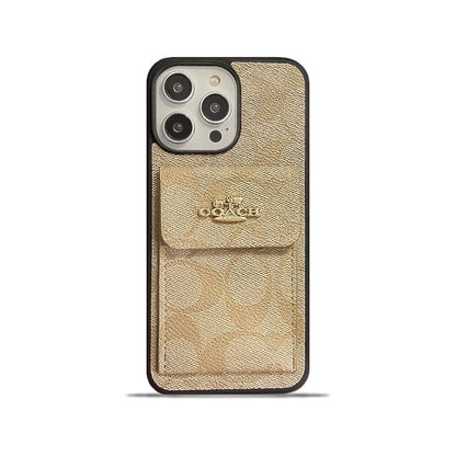 Funda Clásica Para iPhone Con Tarjetero Y Cartera Café -SZK240425
