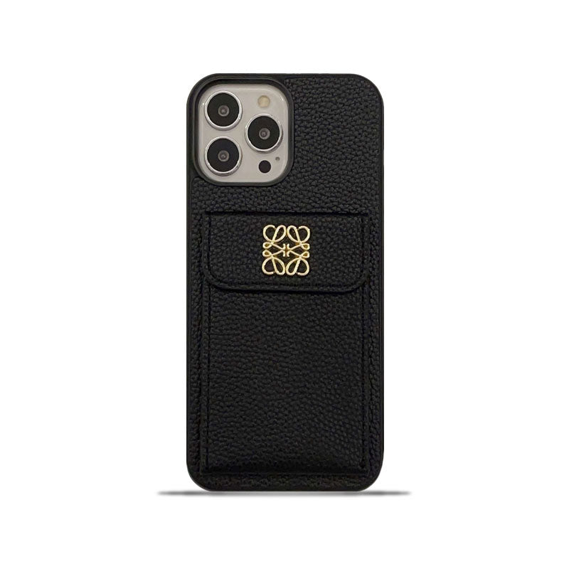 Luxe iPhone-hoesje met kaarthouder Zwart-QBK240603
