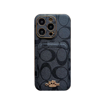 Klasyczne etui na iPhone'a z miejscem na kartę Kawowy -KB241651
