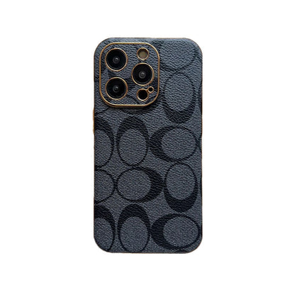 クラシック iPhone ケース レザー ブラック -QBK240513