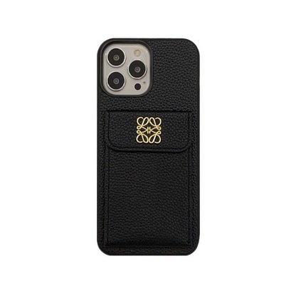 Luxe iPhone-hoesje met kaarthouder Zwart-QBK240603