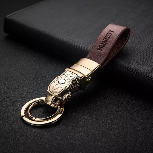 Genuine Leather Car Keychain – Premium Key Ring Chain for Men
