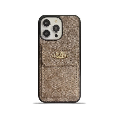 Klasična futrola za iPhone s držačem kartice i novčanikom svijetlosmeđa -SZK240425