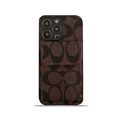 Capa clássica para iPhone com carteira marrom escuro-HP240513