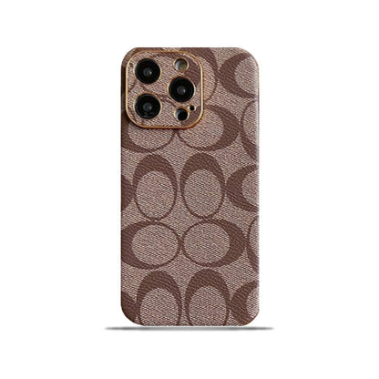 Custodia classica per iPhone in pelle marrone chiaro -QBK240513