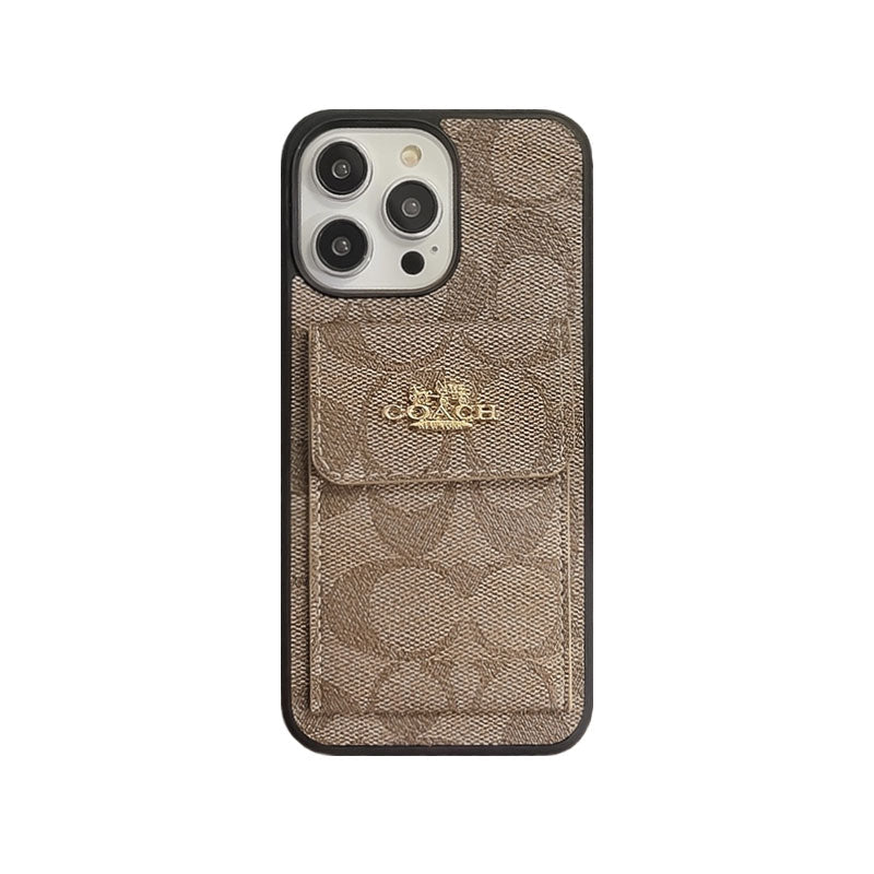 Funda Clásica Para iPhone Con Tarjetero Y Cartera Café -SZK240425