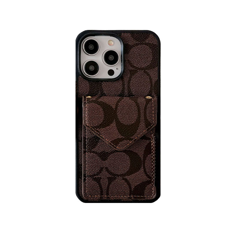 Klasszikus iPhone tok kártyatartóval és szíjjal, világos fekete - SJ240513