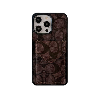 Klasszikus iPhone tok kártyatartóval és szíjjal, világos fekete - SJ240513