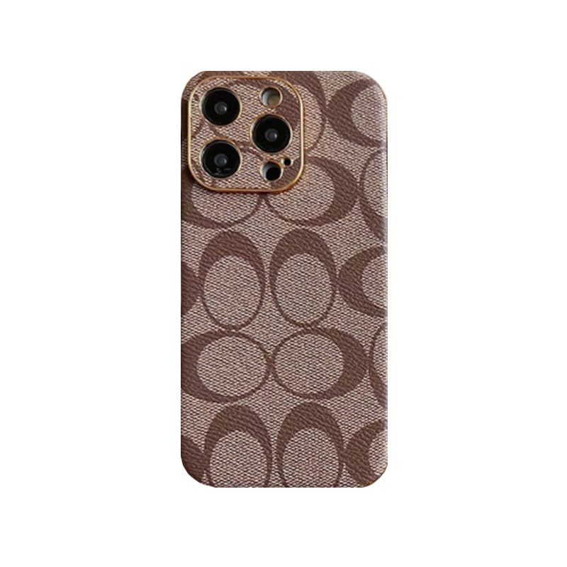 Custodia classica per iPhone in pelle marrone chiaro -QBK240513