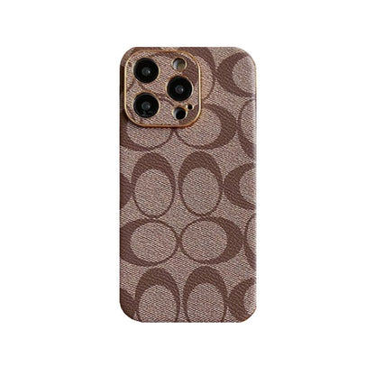 Custodia classica per iPhone in pelle marrone chiaro -QBK240513