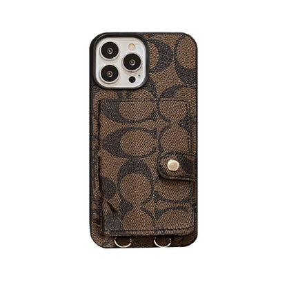 Husa Clasica iPhone Cu Portofel Si Curea Maro -SZK240402