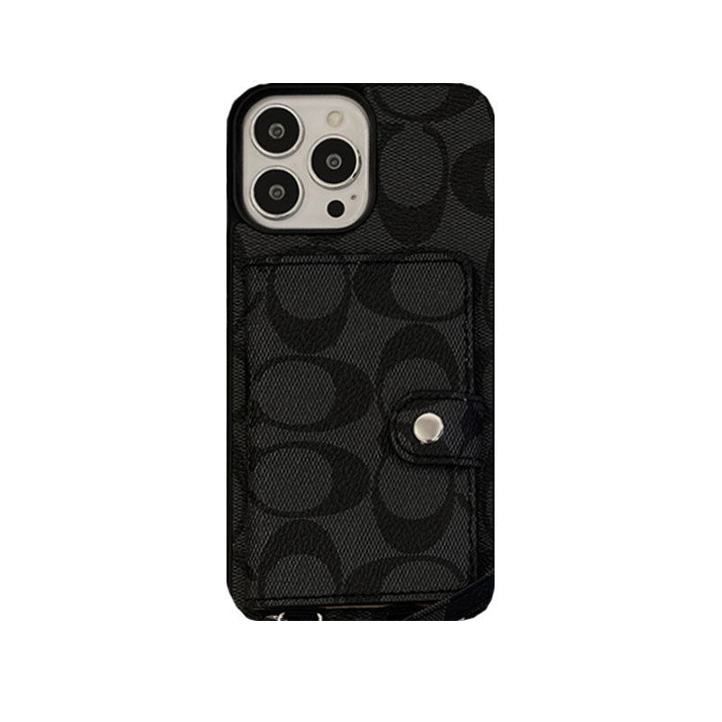 Klasszikus iPhone tok Pénztárcával és Szíjjal Fehér -SZK240402