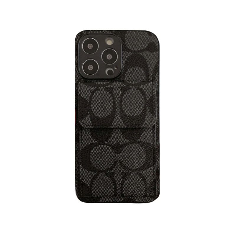 Klasické puzdro na iPhone s peňaženkou svetlohnedé-HP240513