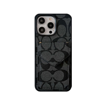 Klasszikus iPhone tok kártyatartóval és szíjjal, világos fekete - SJ240513