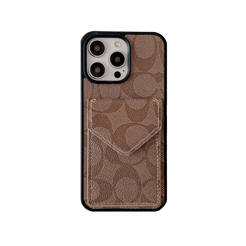 Klasszikus iPhone tok kártyatartóval és szíjjal, világos fekete - SJ240513