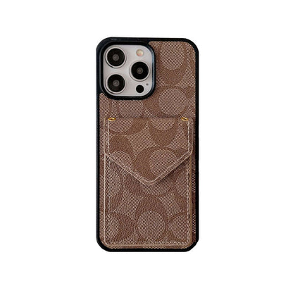 Klasszikus iPhone tok kártyatartóval és szíjjal, világos fekete - SJ240513