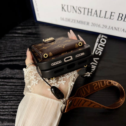 Luxe klassiek gekleurd crossbody iPhone-hoesje