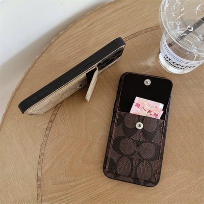 Capa clássica para iPhone com carteira marrom escuro-HP240513