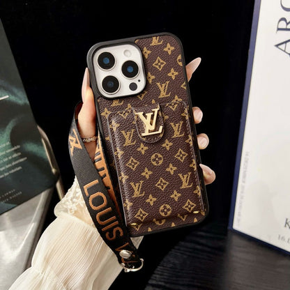Luxe klassiek gekleurd crossbody iPhone-hoesje