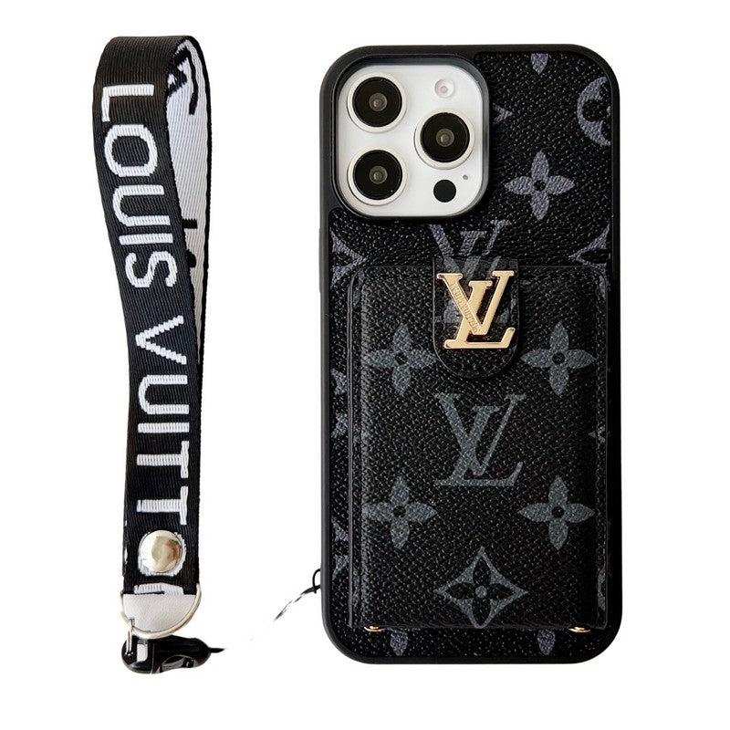 Luxe klassiek gekleurd crossbody iPhone-hoesje