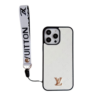 Husă pentru iPhone cu lanț de mână maro de lux