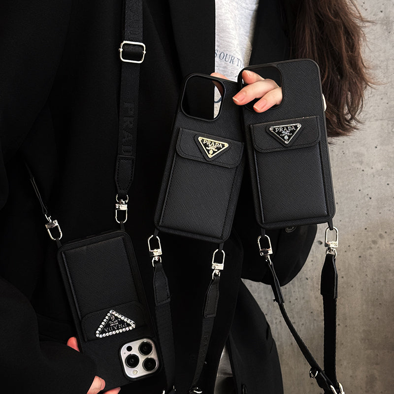 Luksusa Crossbody ādas iPhone futrālis