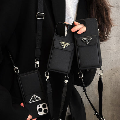 Luksusa Crossbody ādas iPhone futrālis