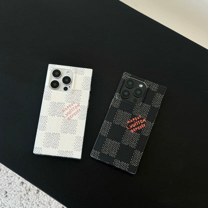 Husă de lux pătrată alb-negru pentru iPhone