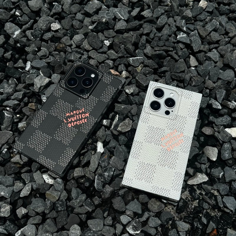 Husă de lux pătrată alb-negru pentru iPhone