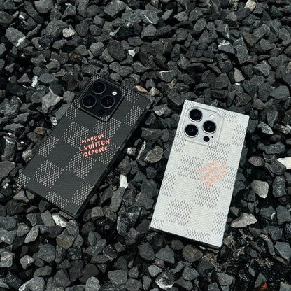 Husă de lux pătrată alb-negru pentru iPhone