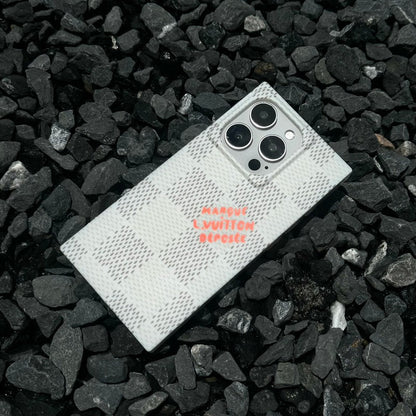 Husă de lux pătrată alb-negru pentru iPhone