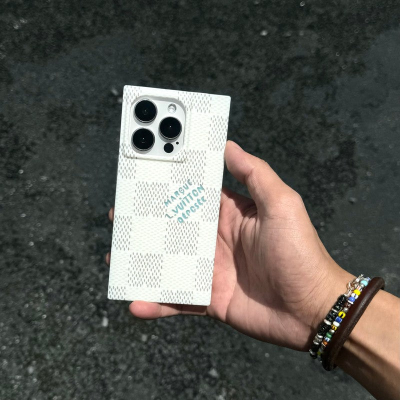 Husă de lux pătrată alb-negru pentru iPhone