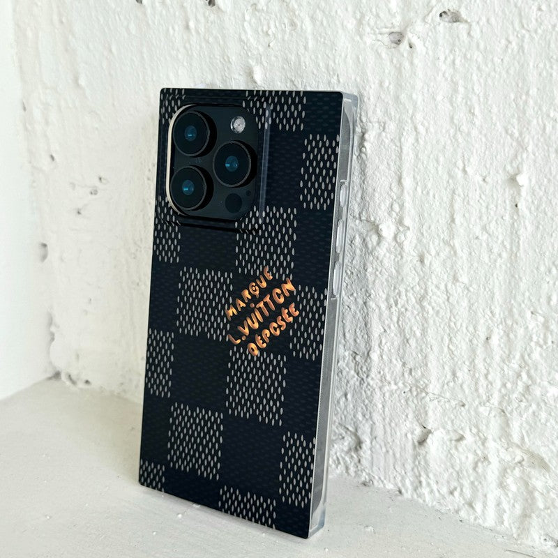 Husă de lux pătrată alb-negru pentru iPhone