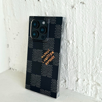 Husă de lux pătrată alb-negru pentru iPhone