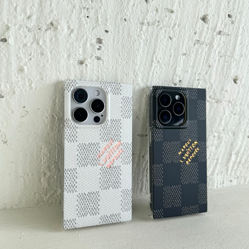 Husă de lux pătrată alb-negru pentru iPhone