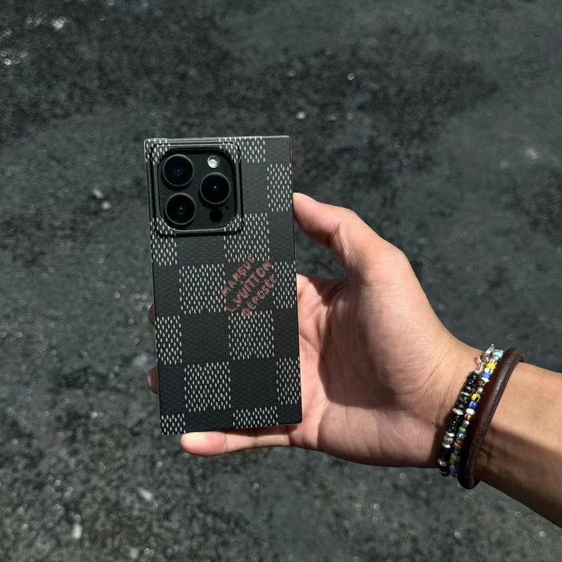 Husă de lux pătrată alb-negru pentru iPhone