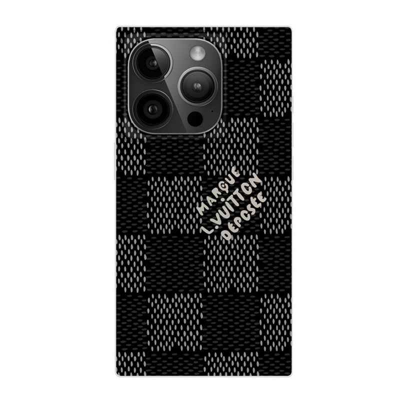 Husă de lux pătrată alb-negru pentru iPhone