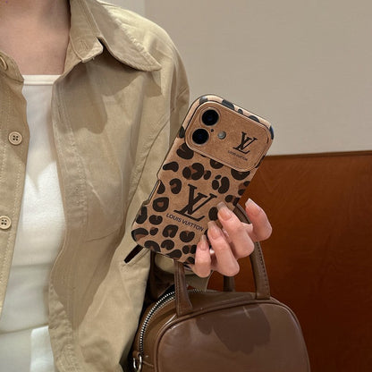 Étui pour iPhone en cuir de couleur marron et violet de luxe