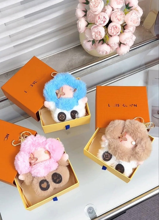 Fluffy Cute Sunflower Plush Keychain