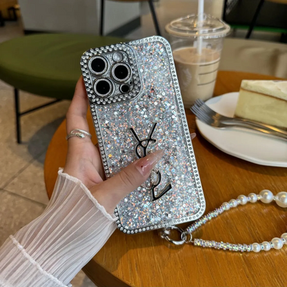 Husă pentru iPhone holografică cu sclipici de lux Y - S - L-inspirată – Ediția Diamond Shine