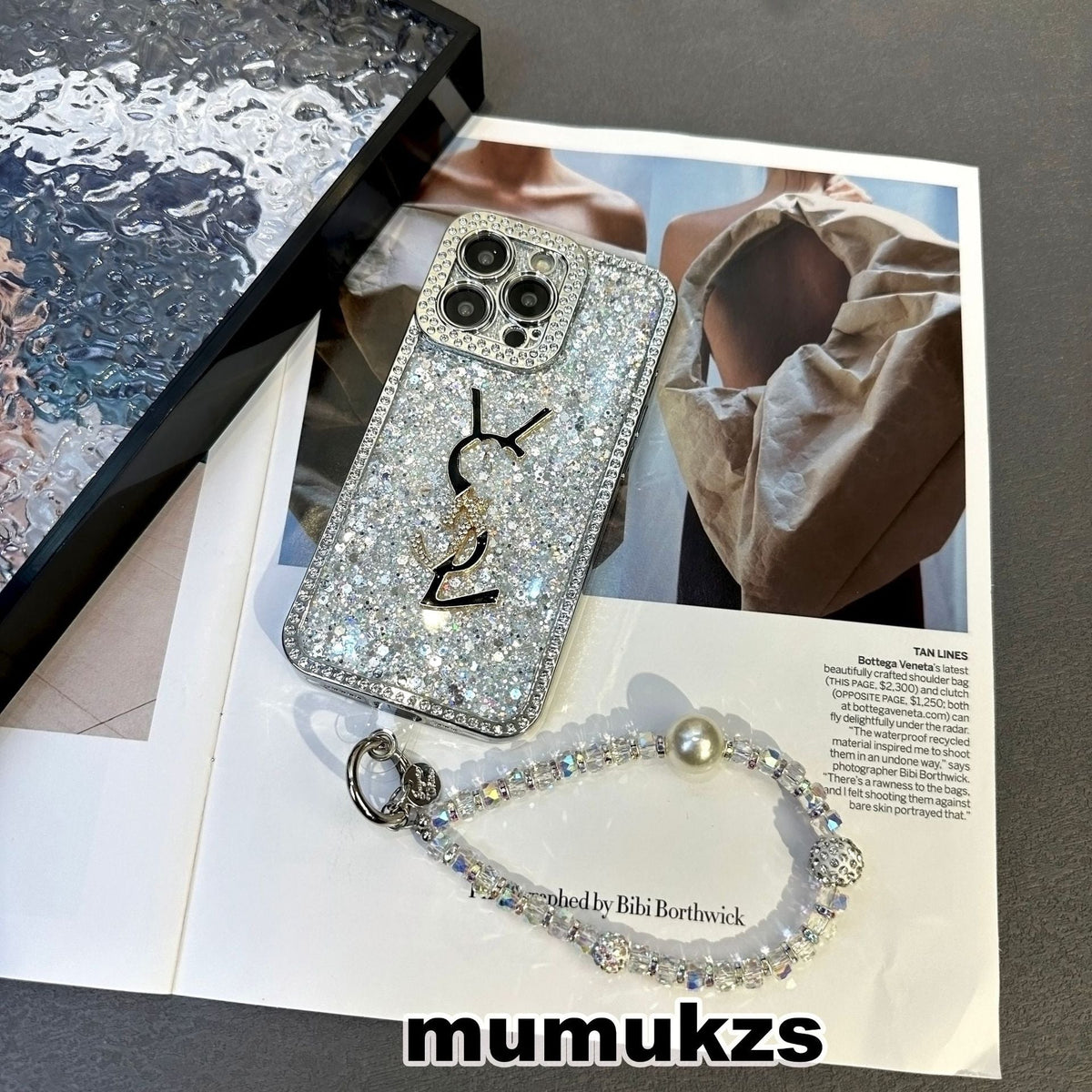 Husă pentru iPhone holografică cu sclipici de lux Y - S - L-inspirată – Ediția Diamond Shine