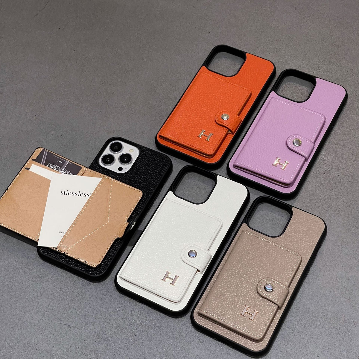 Étui pour iPhone avec porte-cartes en cuir H