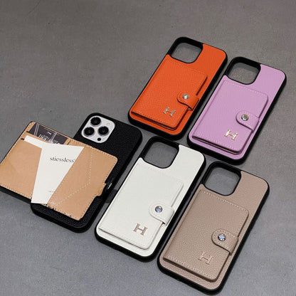 Étui pour iPhone avec porte-cartes en cuir H