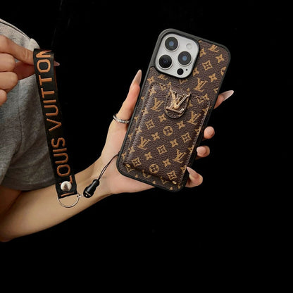 Luxe klassiek gekleurd crossbody iPhone-hoesje